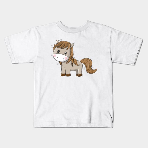 Pony Horse Cute Kawaii Cartoon Kids T-Shirt by ProjectX23Red